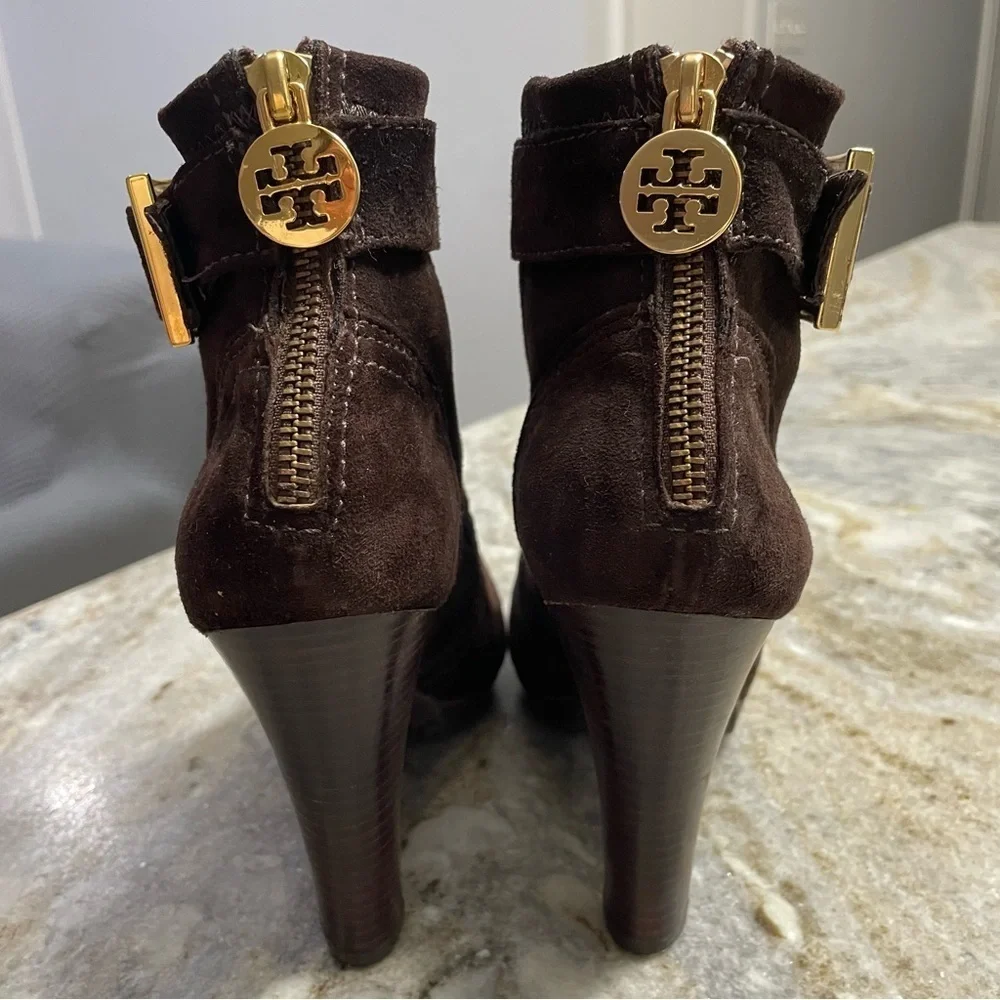 Tory Burch Brown Suede Melrose Platform Ankle Brown Boots Women's 5.5 M